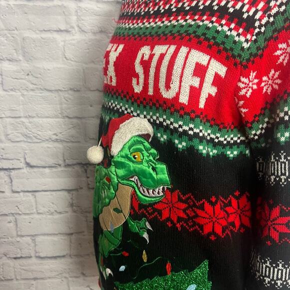 Holiday Time Dinosaur Ugly Christmas Sweater Women Size Medium - Picture 7 of 7